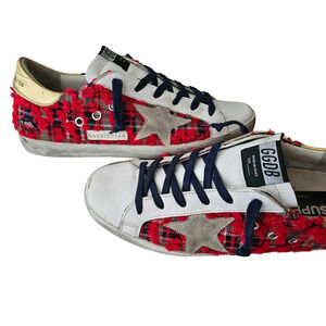 Golden Goose Red and Gold Sneakers